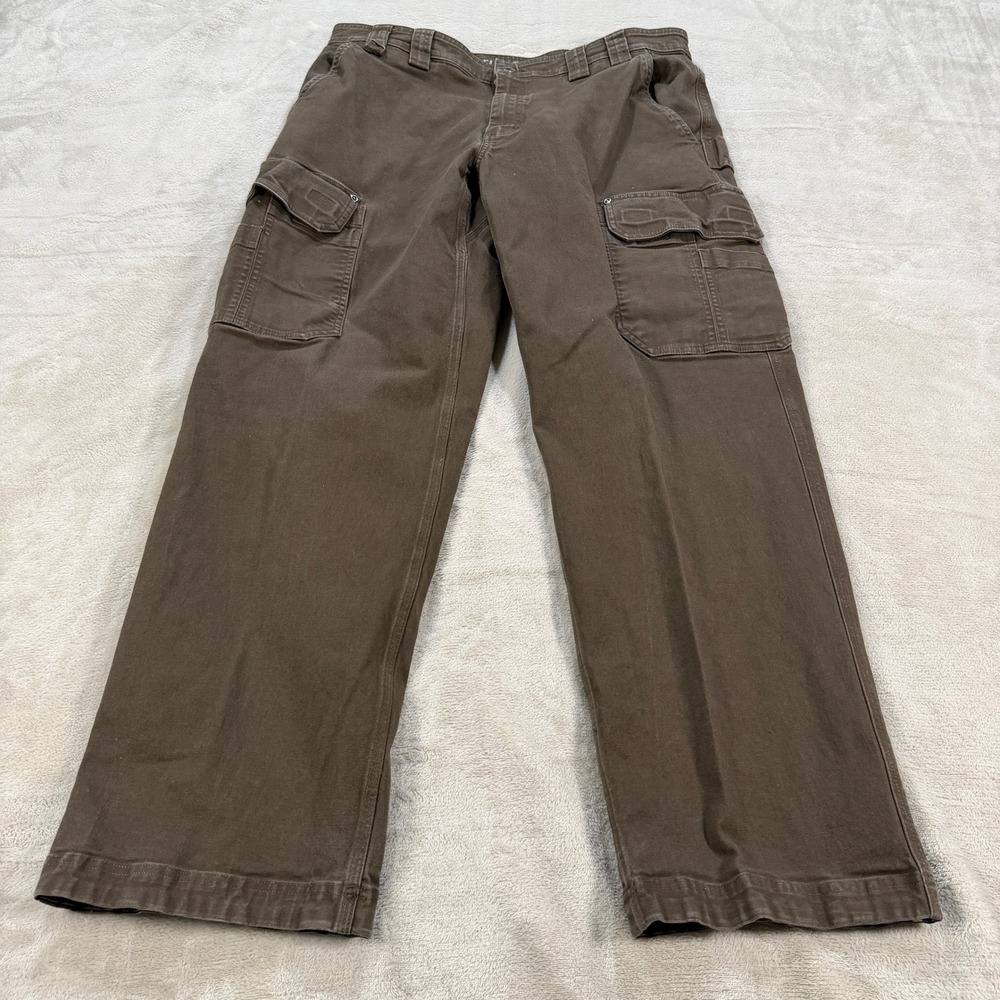 Duluth Trading Co Mens 36x32 Flex Fire Hose Relaxed Fit Cargo Pants Brown Casual